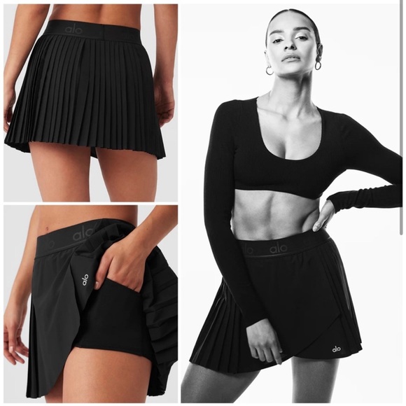 ALO Yoga Dresses & Skirts - ALO Yoga Aces Tennis Skirt In Black- size L